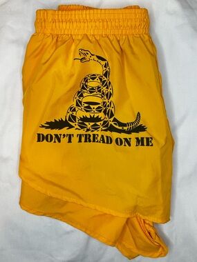 BOA Women’s Running Shorts Yellow Don’t Tread On Me Graphic Lined Athletic M